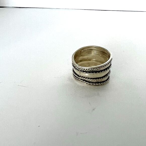 Wide Sterling Silver Ring Band twisted Braid Design Size 8.5 - Picture 3 of 4